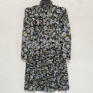 Robert Rodriguez Nikita Floral Ruffle HiNeck Dress